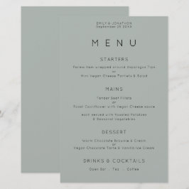 Menu de Casamento Verde do Simples Silvery Sage