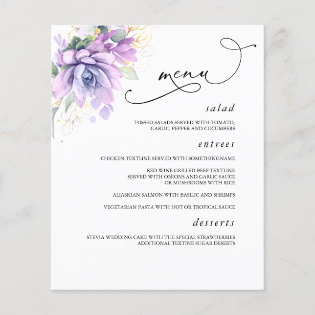 Menu de Casamento Verde Dourado (Frente)