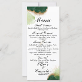 Menu de Casamento Verde e Dourado de Agato Moderno