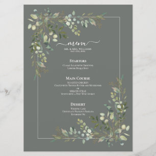 Menu de Casamento Verde Eucalyptus Botanical Sage