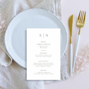Menu de Casamento Verde Mínimo e Chic White e Sage