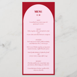 Menu de Casamento Vermelho Cor-de-Rosa Arch Minima