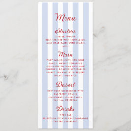 Menu de Casamento Vermelho e Azul com Faixa