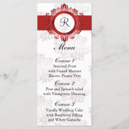 menu de casamento vermelho monograma