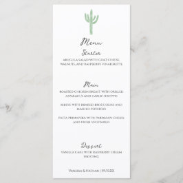 Menu de Casamento Vertical Saguaro Verde Cactus