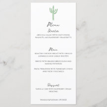 Menu de Casamento Vertical Saguaro Verde Cactus