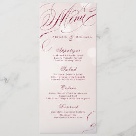 Menu de casamento vintage da caligrafia Glam burgu