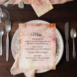 Menu de Casamento vintage Floral Azul
