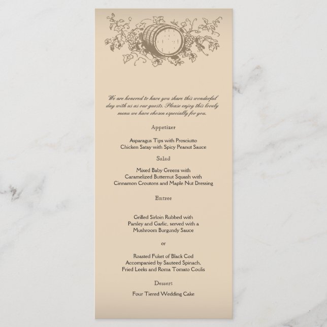 Menu de Casamento Vintage Winery (Frente)