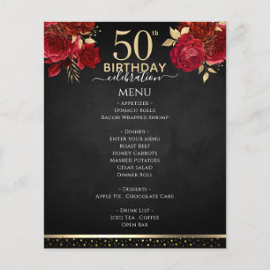 Menu de Celebração de 50 Anos de Rosas Vermelhas