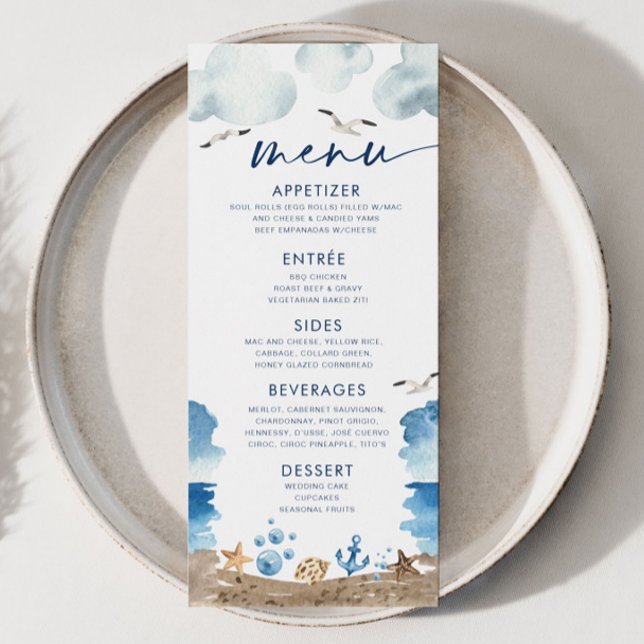 Menu de Chá de fraldas do Tema Nautica (Criador carregado)