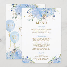 Menu de Chá de fraldas dos Balões Florais Azuis Mo