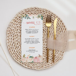 Menu de Chá de fraldas Floral da Abóbora