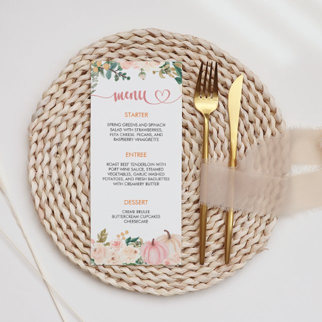 Menu de Chá de fraldas Floral da Abóbora (Criador carregado)