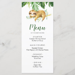 Menu de Chá de fraldas Tropical Boy Sloth