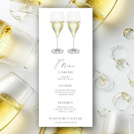 Menu de chá de noiva com champanhe