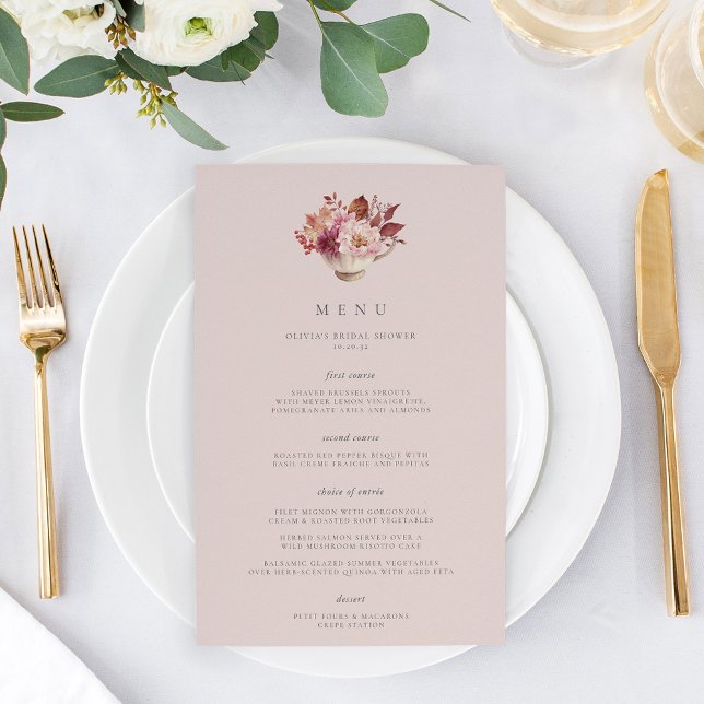 Menu de Chá de panela de outono do Autumn Floral T (Criador carregado)