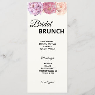 Menu de Chá de panela Petals & Prosecco