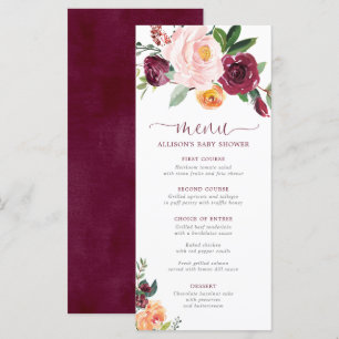 Menu de chá floral cor-de-rosa-claro