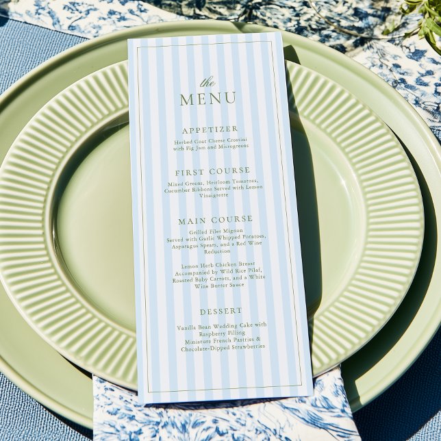 Menu de Churrasco de Noiva com Listras Azuis Elega (Criador carregado)