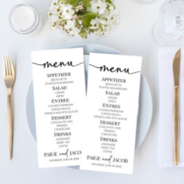 Menu de Comida Básica de Casamento Simples Minimal