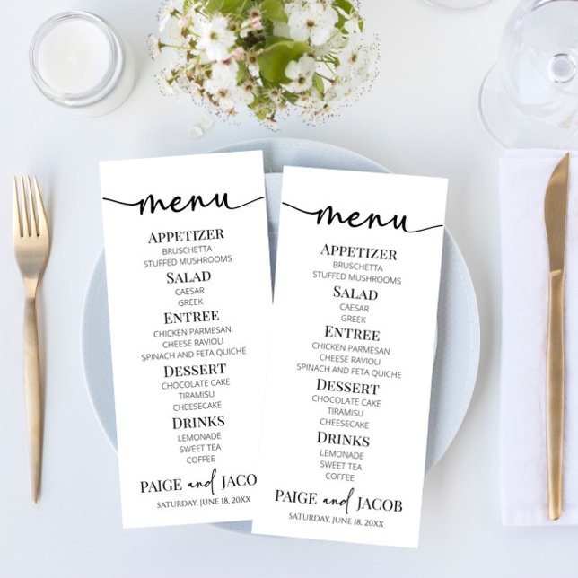 Menu de Comida Básica de Casamento Simples Minimal (Criador carregado)