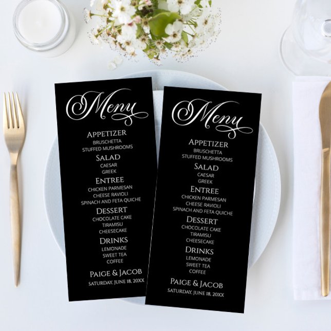 Menu de Comida de Casamento Clássico Elegante Míni (Criador carregado)