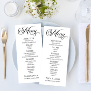 Menu de Comida de Casamento Clássico Elegante Míni