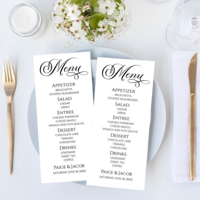 Menu de Comida de Casamento Clássico Elegante Míni (Criador carregado)