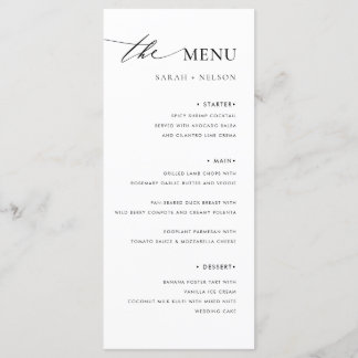 Menu de Comida de Casamento Elegante Simples