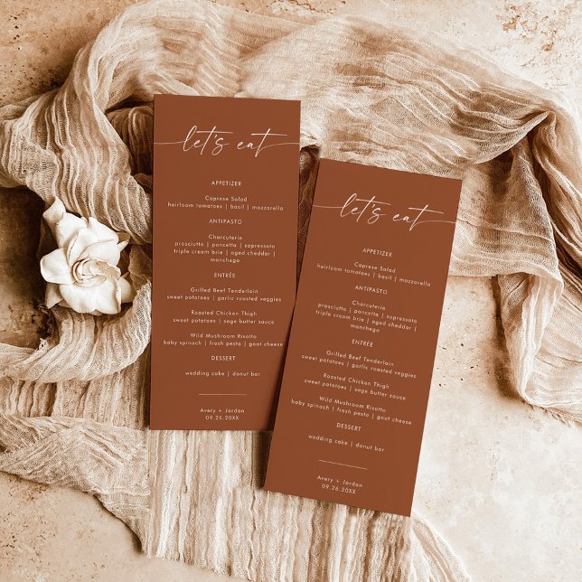 Menu de Comida de Janto de Casamento Terracotta |  (Criador carregado)