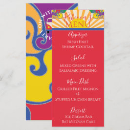 Menu de Comida do Bat ou do Bar Mitzvah Elegante S