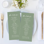 Menu de Comida Verde de Casamento Elegante Mínimo<br><div class="desc">Este é um Menu de Comida Verde de Casamento Elegante.</div>