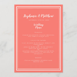Menu de Convidado Simples Elegante Chic Coral Bran
