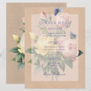 Menu de Convite de Casamento Jardim de Rosas Inglê
