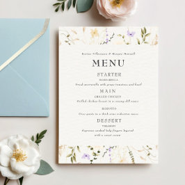 Menu de Convite para Casamento Elegante das Flores