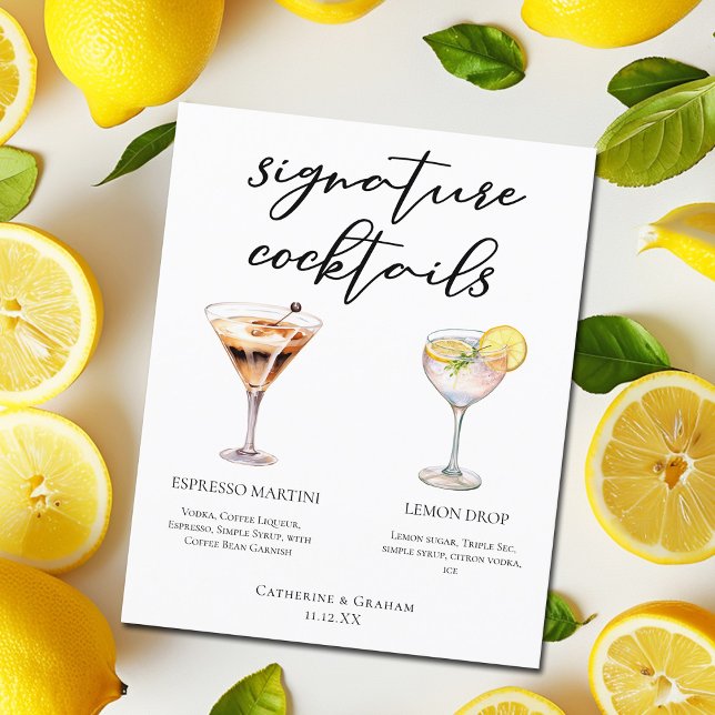 Menu de Coquetéis Espresso Martini Lemon Drop (Criador carregado)