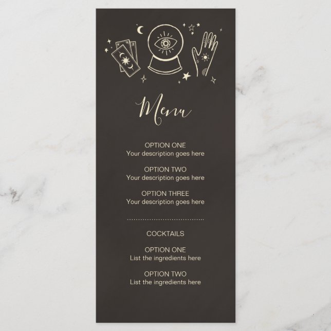 Menu de coquetel da festa de Halloween de Quiroman (Frente)