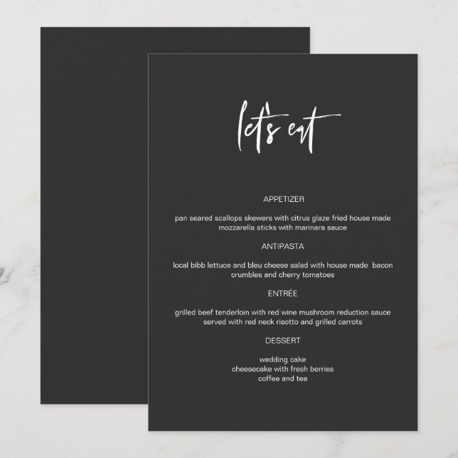 Menu de Ecrã de Vamos preto moderno Edgy 5 x 7" (Frente/Verso)
