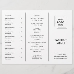 Menu de entrega de restaurante com logotipo comerc
