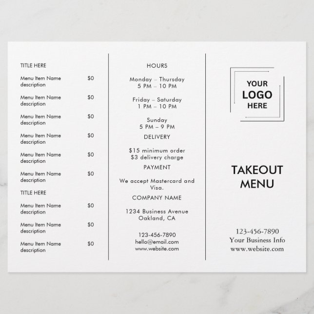 Menu de entrega de restaurante com logotipo comerc (Frente)