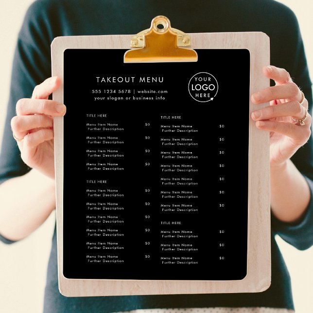 Menu de Entrega do Restaurante | Logotipo Preto (Criador carregado)