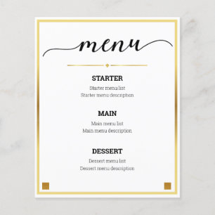 Menu de Evento de Casamento de Fronteira Dourada M