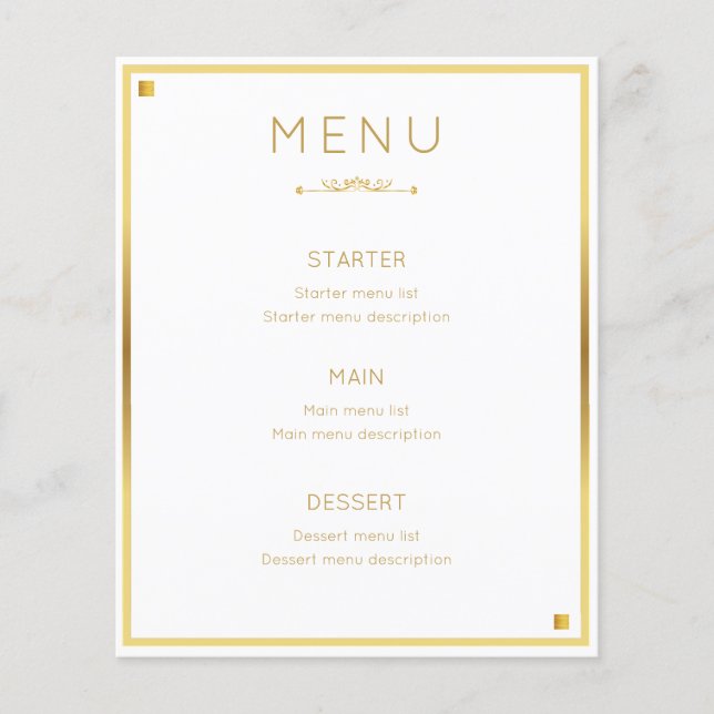 Menu de Evento de Casamento de Fronteira Dourada M (Frente)