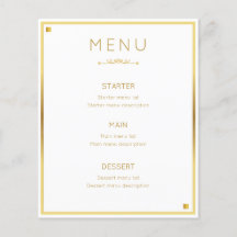 Menu de Evento de Casamento de Fronteira Dourada M