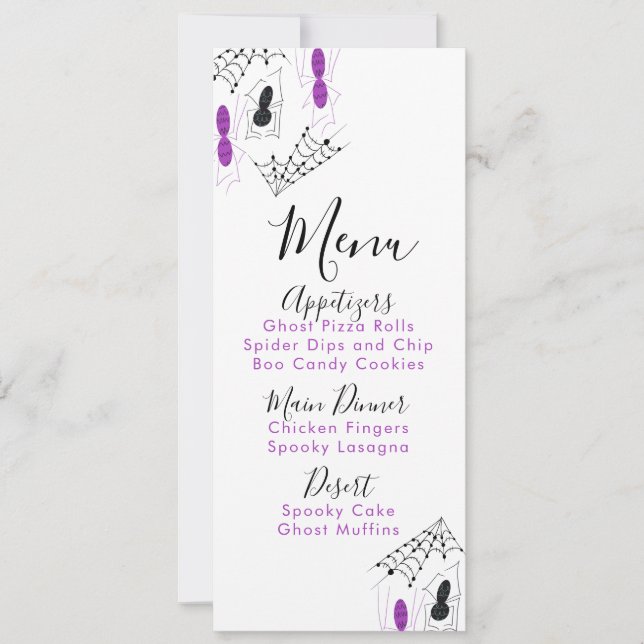 Menu de Festa de aniversário das Portas de Aranha  (Frente)