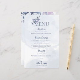 Menu de Festa de casamento Floral Dusty Blue Water