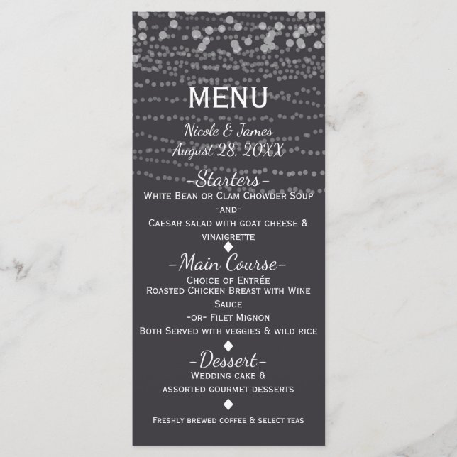 Menu de Festa de Casamento Moderno Elegante com Lu (Frente)
