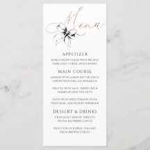 Menu de Festa Elegante Tipografia Dourada Laço Pre