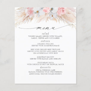 Menu de Florais Rosa da Grama das Pampas Tropical